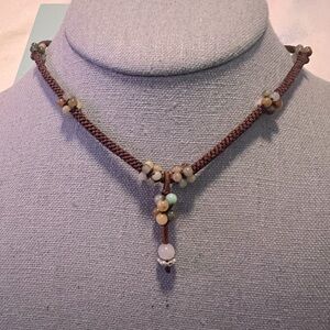 NWOT Genuine Natural Stone Beaded Choker Boho Necklace